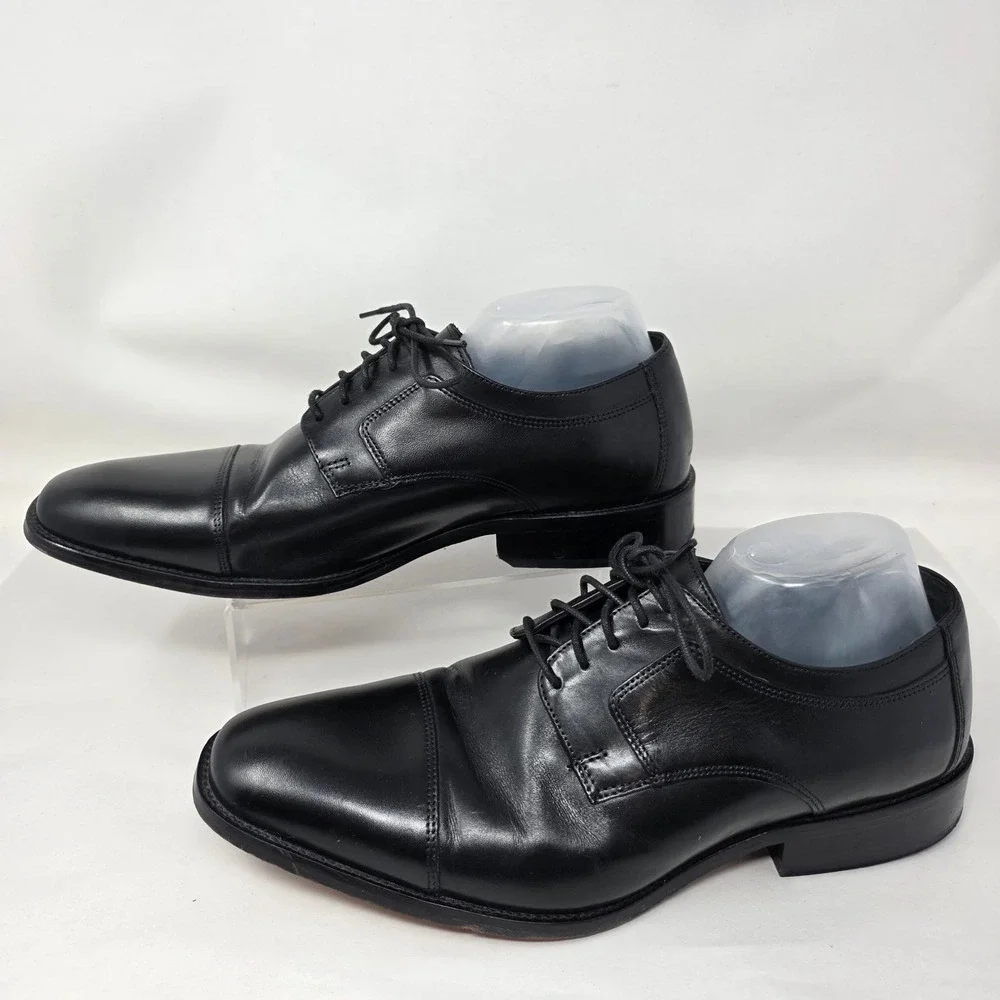 J. Murphy Johnston & Murphy Dress Shoes Men 11 WIDE Cap Toe Black Leather Oxford